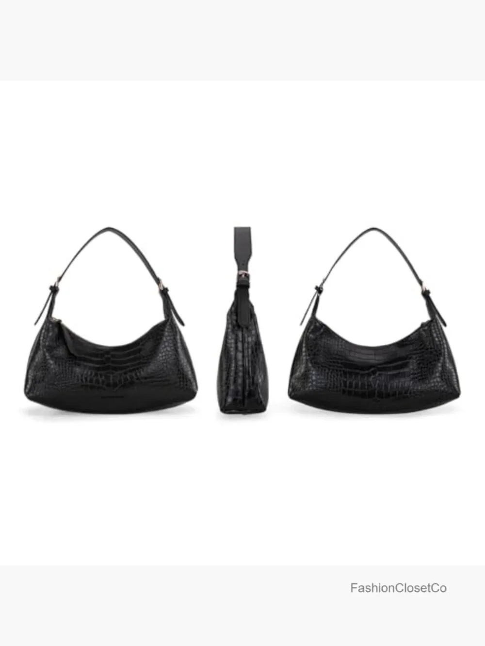 Faux Leather Crescent Hobo Bag Shoulder Purse Crossbody Medium